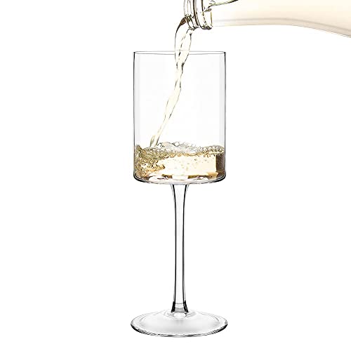 Red Or White Wine Glasses 15Oz Hand Blown Premium Crystal Square Wine Glass Set Of 4 Unique Large Wine Glasses Long Stem For Men Or Women Wedding, Anniversary, Christmas #TOP2