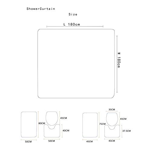GUOCU Badezimmer Teppich Set-4 TLG,Badematten rutschfeste+Polyester Wasserdicht Antibakterielles Duschvorhang mit 12 Haken+Deckel WC Bezug+U-förmiger Matte Ozean/Wolfs Muster Badgarnitur 3 50x80CM – Bild 3