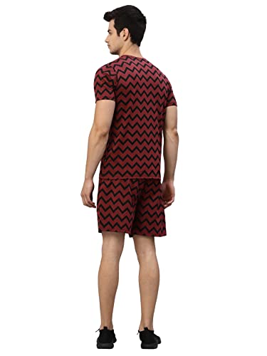Image of RIGO Men's Printed Slim Fit T-Shirt (SET04221006 Maroon