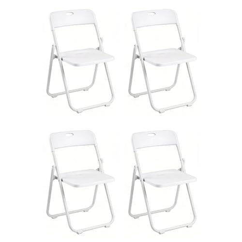 Pack 4 Sillas Plegables Blancas Eventos - Estructura Hierro Reforzado y Asiento Plástico Rígido - Ligera, Apilable y Resistente para Catering, Oficinas y Ceremonias - Diseño Ergonómico (75x40x39 cm)