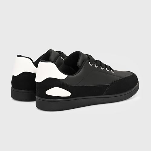 Image of Cruiser Men's Sneakers | Trendy Lace-Up Casual Shoes | Low-Top Korean Style Minimalist Shoes with Dual Texture| Contrast Heel Tab for College,Party, Casual,Office, Streetwear,Travel (2667)