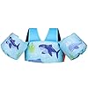 MoKo Swim Vest Arm Bands for Kids, Swimming Arm Floaties with Whistle Inflatable Floater Tube Water Wings with Shoulder Harness Sea Pool Water Supply Children Swim Training Equipment, Blue & Shark