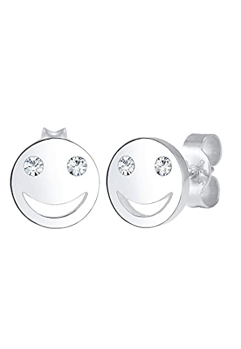 Elli Ohrringe Damen Ohrstecker Smile Face mit Kristall in 925 Sterling Silber – Ansicht 1