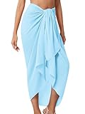 QIANXIZHAN Women's Swimsuit Cover Up,Beach Sarong Wrap Bottom Coverup for Women Short Skirt Light Blue