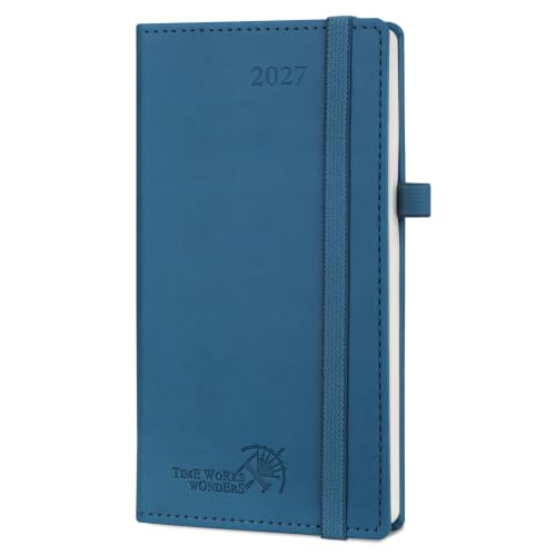 Image of POPRUN Slim 2027 Pocket Diary Week To View (16.3x8.8cm) PU Leather Hardback