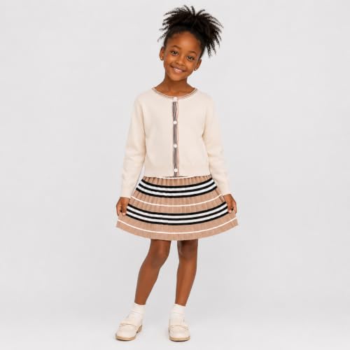 Image of Mud Kingdom Cute Little Girls Ribbed Knit Cardigan Skirt Set School Style