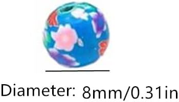 Miniatura 2 de Cuentas redondas de arcilla coloridas de 0.315 pulgadas para pulseras, arcilla polimérica artesanal, cuentas sueltas hechas a mano para hacer joyas