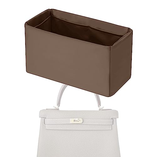 XYJG Bolsa organizadora sedosa para manter a forma da bolsa Herme Kelly Pochette/Mini/20/25/32/35/40, bolsa de mão de luxo, leve e resistente (Kelly 25, cinza Etoupe)