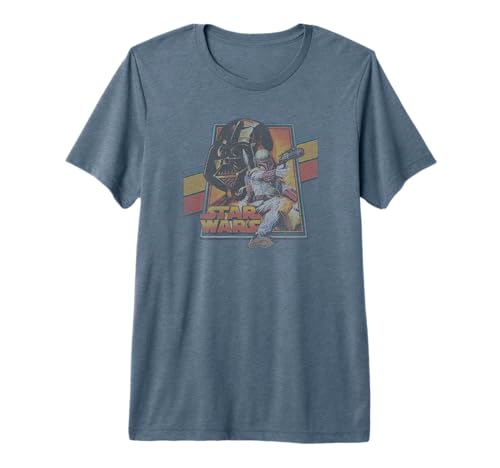 T-shirt Star Wars Vintage de qualité supérieure avec imprimé Darth Vadar et Boba Fett