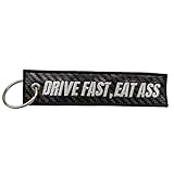 Carbon Moto 'Drive Fast, Eat Ass' Carbon Fiber Keychains, Premium Quality Key Tag for Car, Scooter, ATV, UTV