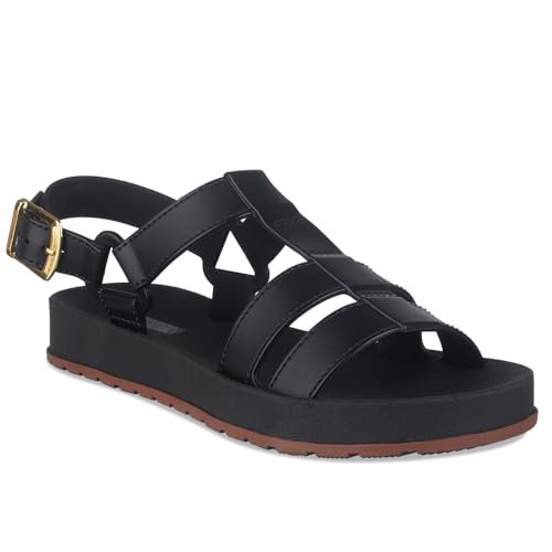 Sandália Feminina Papete Casual Birken Tira Fivela (Preto, BR, Adulto, Numérico, 36)