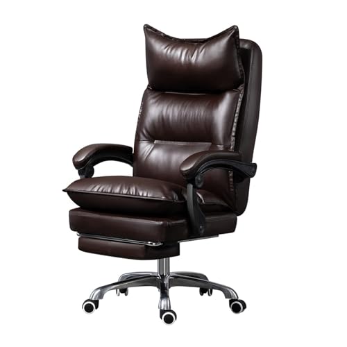 PU Leather High Back Office Chair, Executive Swivel Chair with Adjustable Armrests & Retractable Footrest