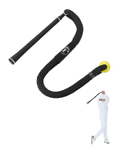 Cusprtm Golf Swing Trainer Rope with Real Standard Club Grip – Authentic Tour Feel for Speed & Lag – Rope Golf Swing Trainer for Timing – Warm-up Golf Training Rope with Soft Safety Head (Black)