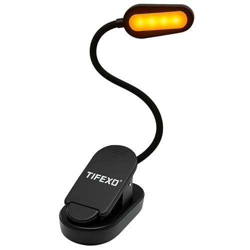 TIFEXO 2025 Amber Lights for Reading Books in Bed - Rechargeable Clip On Amber LED Light with USB Cable, Optimal Eye-Care Lights for Relaxing Reading
