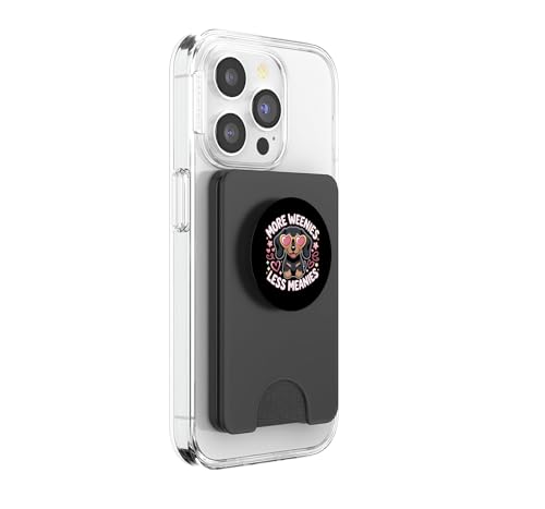 PopSockets PopWallet con frase de perro salchicha para alegrar tu día con MagSafe 4