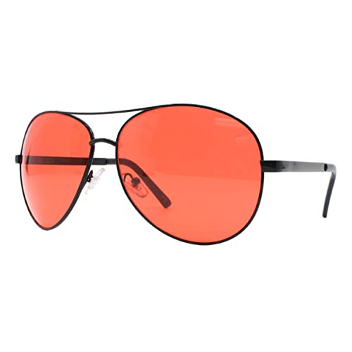 Oversized Cop Pilot Sunglasses Red Lens UV400 Unisex Spring Hinge