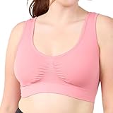 Coobie Women's Full Coverage Seamless Bra with Removable Padded for Everday Comfort (Large, Pink)