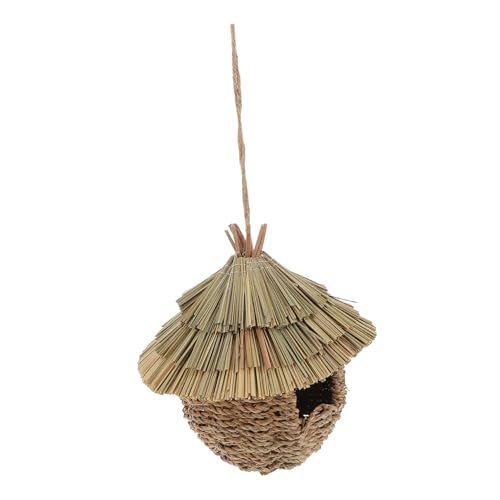 Levemolo Grass Hummingbird House Hand Woven Bird Nest Outdoor Hanging Bird Hut Parrot Hideaway Shelter for Resting Breeding Playing