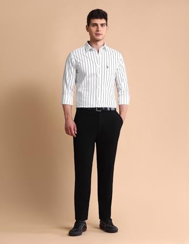Image of U.S. POLO ASSN. Men Cotton Vertical Striped Tailored Fit Shirt