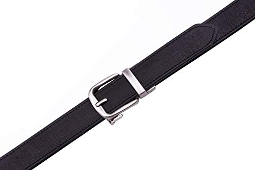 Men's Genuine Leather Ratchet Dress Belt with Automatic Buckle,Adjustiable Size,Handmade leather Strap (40/42, Black2073)4