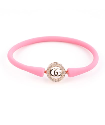 Image of Sterling Silver 925 Wrestband Bracelet for Women, Rose Gold, Rhodium Polished, Crystal Charm, Everyday Wear