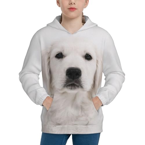 White Golden Retriever Boy, Girls Sports Shirt Youth Pullover Fashion Hooded Sweatshirt3