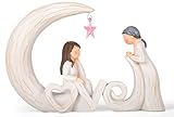 VOFSTAND Mother Daughter Figurine Mom Gifts β Moon and Back Resin Sculpture with Love Letters & Pink Star βSentimental New Year Birthday Gifts for Mom from Daughter Motherβs Day