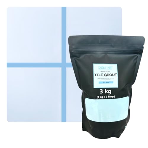 Image of DESTINE READY-TO-MIX inchTILE GROUT inch (16 COLOURS) (ALL PACKS: 100 Gm,250 Gm,400 Gm,800 Gm,1 Kg), Waterproof, Crack Filler, Cement Based Tile Gap Filler (3 Kg, Sky Blue)