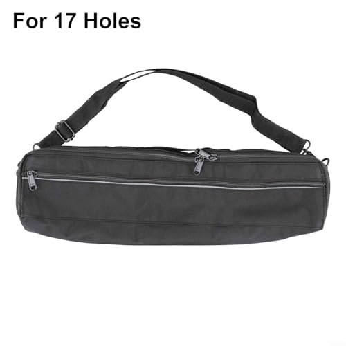 Padded Flute Carrying Case 16 17 Holes Instrument Bag Concert Protective Cover with Adjustable Strap Black(17 Holes)