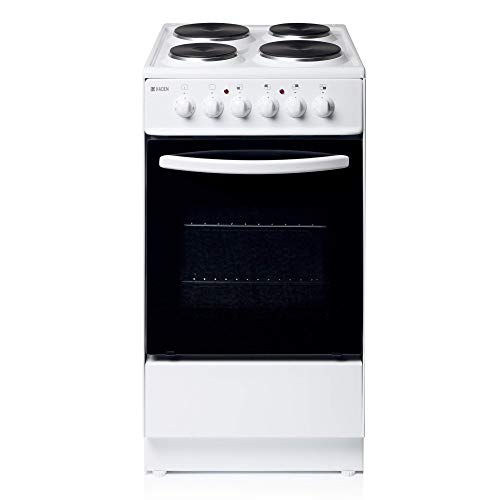 Haden Electric Cooker – Freestanding 52 Litre Cooker with 4 Solid Plate Rings - Single Cavity Oven - 50cm, White - CA03