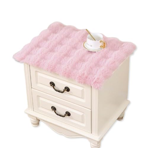 YASSINHE Nightstand Dust Cover Bedside Table Mat lint-Pink