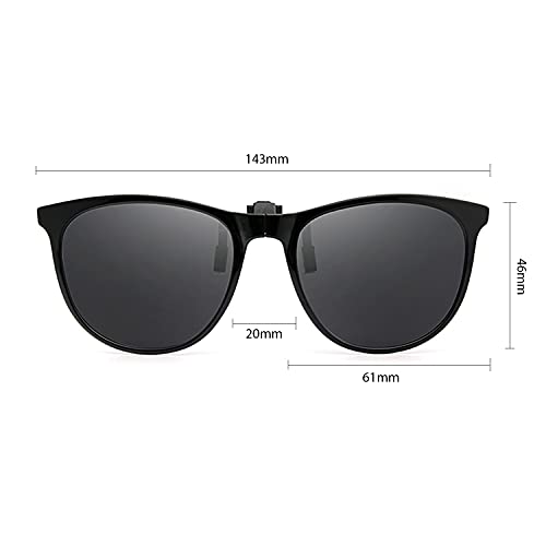 Bauhaus Polarized Unisex Clip On Flip Up Sunglasses Foldable Design UV Protection Lens Coated AR Film for Anti-Glare Driving Glasses Black