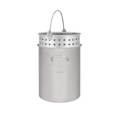 CONCORD 42 QT Stainless Steel Stock Pot w/ Basket. Heavy Kettle. Cookware for Boiling (42)
