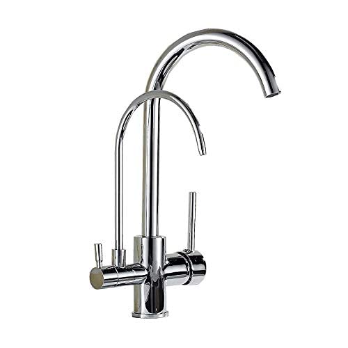 Aycdl Cromo Kitchen Faucets Solid Brass Crane For Kitchen Purified Water Filter Tap Three Ways Sink Mixer 3 Way Filtered Crane For Kitchen Dual Handle 360 Swivel,Black,-A