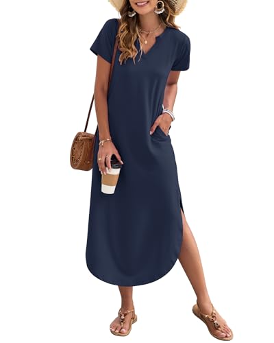 MISFAY Women's Summer Casual Maxi Dress 2026 Short Sleeves V