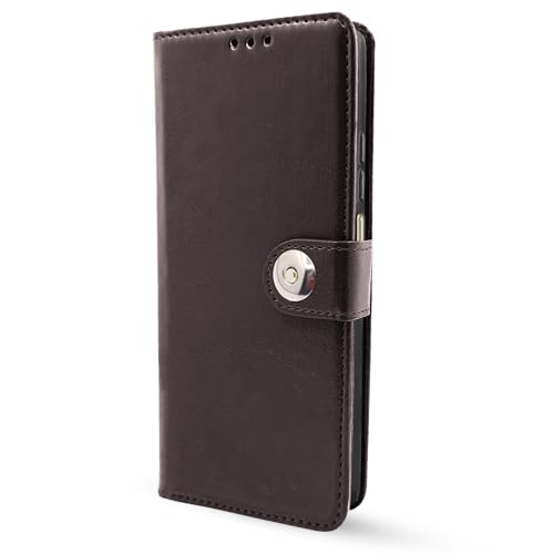 Image of Pikkme Flip Cover Leather Finish | Inside TPU with Card Pockets | Wallet Stand and Shock Proof | Complete Protection Button Flip Case for Realme C63 5G (Coffee)