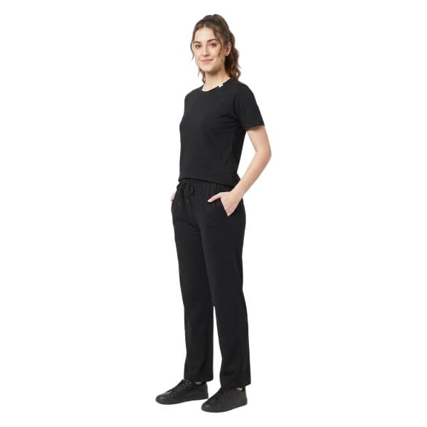 Women's T-Shirt and Jogger Co-Ord Set, Round Neck, Short Sleeve, Drawstring Waist, Casual Loungewear, in Multicolor: Pink, Black, and Maroon-image-33