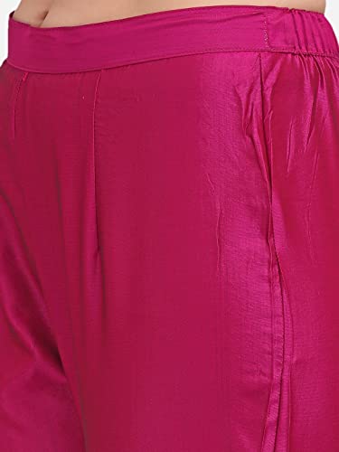 Image of VredeVogel Cotton Silk Blend Straight Embroidery Kurta Pant and Dupatta Set for Women