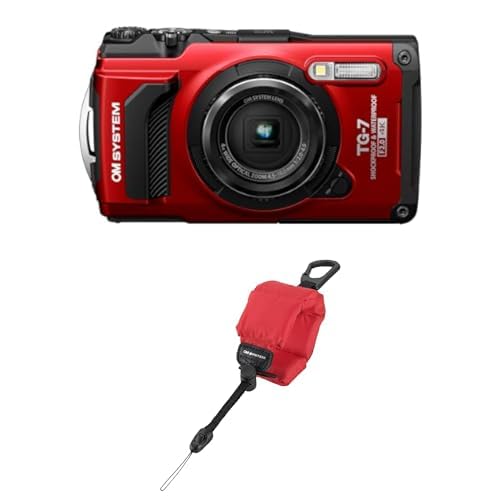 Bundle of OM SYSTEM Tough TG-7 Rot Digitalkamera,wasserdicht, stoßfest + OM SYSTEM CHS-09 schwimmende Handschlaufe (geeignet für Tough TG-7, Olympus TG-6, Tough Serie und andere Unterwasserkameras)