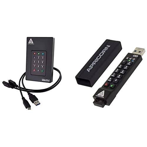 Apricorn 4Tb Aegis Fortress L3- Fips Level 3 Validated Usb 3.0 Hardware Encrypted Portable Drive & Aegis Secure Key 3 Nx 128Gb 256-Bit Encrypted Fips 140-2 Level 3 Validated Secure Usb 3.0 Flash Drive #TOP29