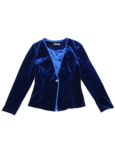 Allegra K Blazaer for Women's Long Sleeve Office Collarless 1 Button Velvet Blazer