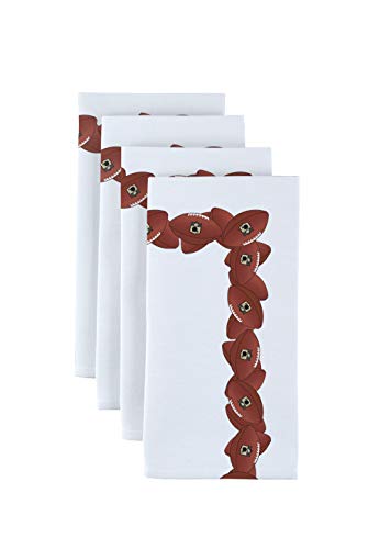 Fabric Textile Products | Football Garland Cloth Napkins | Game Day Napkins Set of 12 | Stain-Resistant for Easy Care | Made in The USA
