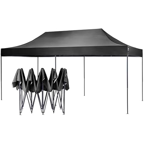 AMERICAN PHOENIX 10x20 Pop Up Canopy Tent Heavy Duty Instant Shelter for Market Outdoor Parties Patio Gazebo (Black Top, Black Frame) Cover