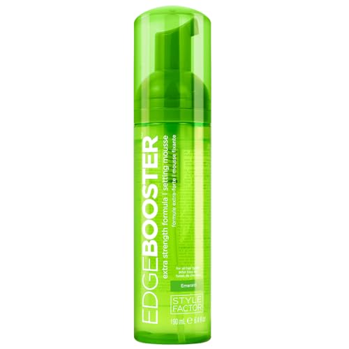 Style Factor EDGE BOOSTER Extra Strength Setting Mousse Travel Size – Frizz Control, Extra Volume, and Conditioning – 2.5oz Morganite Mousse for Curly Hair