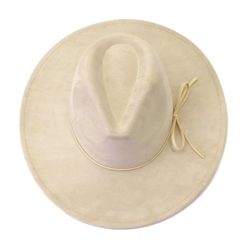 Image of Fedora Hats for Women Man with Big Wide Brim Classic Suede Panama Hat Western Outdoor hat