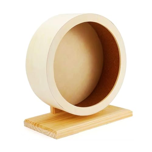 Skywink ハムスター 回し車 静音 木製 スタンド付き ソフトコルクマット付 回転ホイール ペット運動おもちゃ 飼育用品 小動物用品 運動不足解消 小動物 ペット用品 (L:25cm)