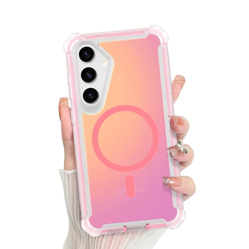 Bonoma Samsung Galaxy S24 Plus�P�[�X�A�ʒ��F�̔w�ʁAMagSafe�p���C�T�|�[�g�ϏՌ��J�o�[�A�N���X�^���ƃR�[�i�[�̍��ϋv���ی� �K�[���Y ���f�B�[�X -�s���N