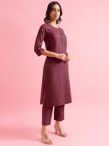 Image of Hritika Violet Viscose Rayon Straight Pattern Kurtaset (HRKB0048VOLT XXL)