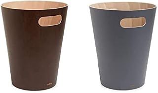 Umbra Woodrow 2 Gallon Modern Wooden Trash Can, Wastebasket, Garbage Can or Recycling Bin for Home or Office, Espresso