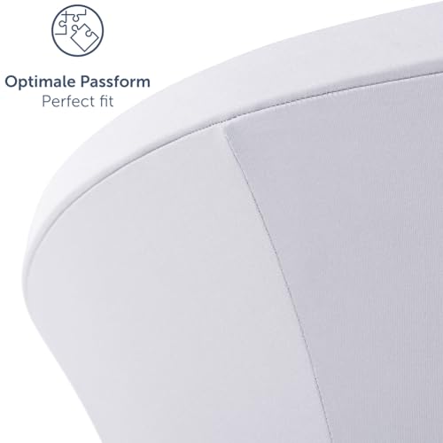 Blumtal Stretch Stehtisch Hussen Bügelfrei - Oeko -TEX zertifizierte Tischhussen für Stehtische Ø 60 – 65 cm - Verstärkung im Fußbereich - waschmaschinengeeignet - Weiß